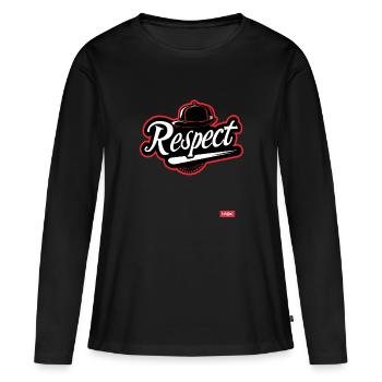 Équipe de baseball parodique : Respect - T-shirt manches longues Premium bio Femme - noir - Devant - Julia (174cm)