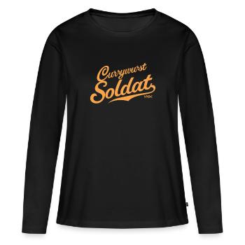 Currywurst-Soldat - Frauen Premium Bio Langarmshirt - Schwarz - Vorne - Julia (174cm)