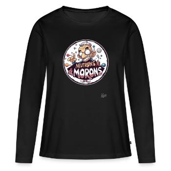 Nerd de la science folle Neutrons et ventouses - T-shirt manches longues Premium bio Femme - noir - Devant - Julia (174cm)