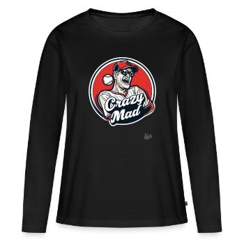 Crazy Mad, le fou et le fou - T-shirt manches longues Premium bio Femme - noir - Devant - Julia (174cm)