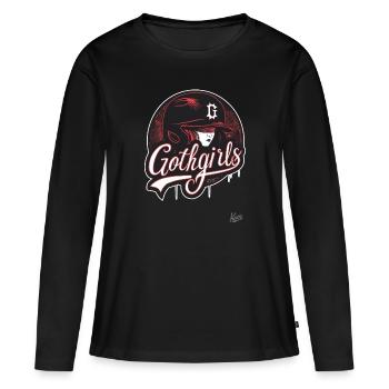 Casque de baseball pour filles gothiques - T-shirt manches longues Premium bio Femme - noir - Devant - Julia (174cm)