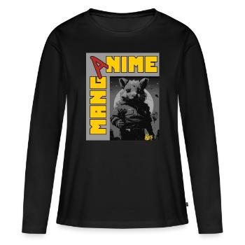 Manga animé : Hamster de la vengeance - T-shirt manches longues Premium bio Femme - noir - Devant - Julia (174cm)