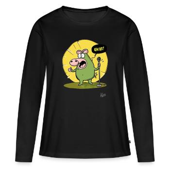 Lustiges Schwein: Comedy und Kacke - Frauen Premium Bio Langarmshirt - Schwarz - Vorne - Julia (174cm)