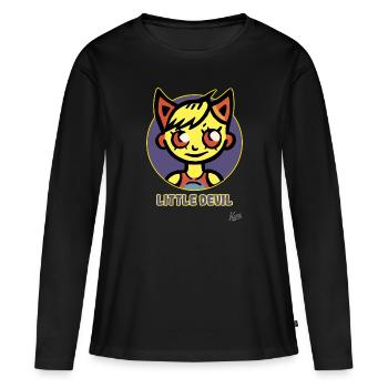 Petit diable ou petite diablesse - T-shirt manches longues Premium bio Femme - noir - Devant - Julia (174cm)
