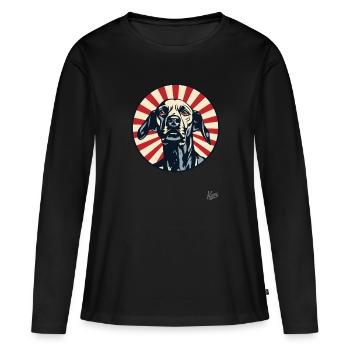 Der Patriotische Jagdhund: Auf der Spur - Frauen Premium Bio Langarmshirt - Schwarz - Vorne - Julia (174cm)