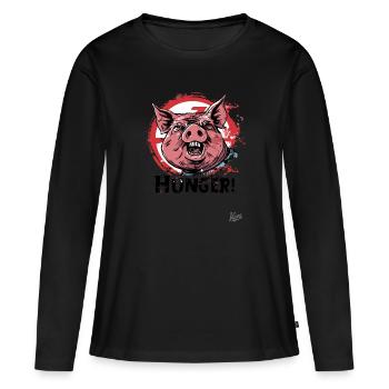 Fat pig: Hunger! - Women's Premium Organic Long Sleeve Shirt - black - Front - Julia (174cm)
