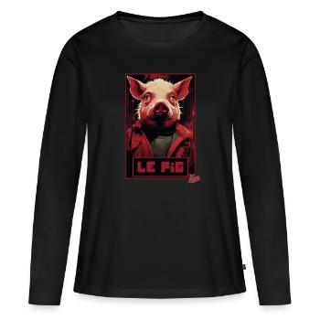 Fausse affiche du film Le Pig : Quand les cochons volent - T-shirt manches longues Premium bio Femme - noir - Devant - Julia (174cm)