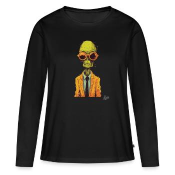 Der Alien-Zombie-Workaholic - Frauen Premium Bio Langarmshirt - Schwarz - Vorne - Julia (174cm)