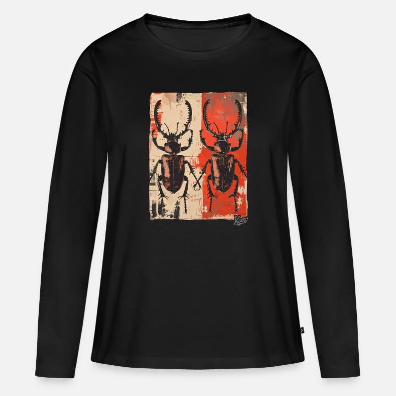 Zwillinge der Dicken Hirschkäfer - Frauen Premium Bio Langarmshirt - Schwarz