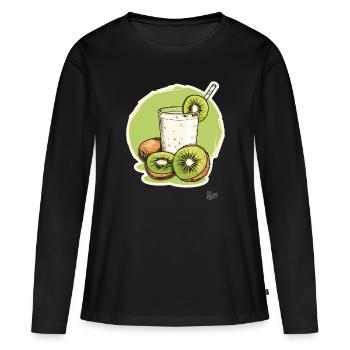 Milkshake au kiwi : Buvez des fruits, soyez sauvage ! - T-shirt manches longues Premium bio Femme - noir - Devant - Julia (174cm)