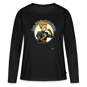 Marie - Die Heldin der Strahlung - Frauen Premium Bio Langarmshirt - Schwarz - Vorne - Julia (174cm)