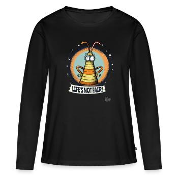 La vie n’est pas juste : ver larvaire indigné - T-shirt manches longues Premium bio Femme - noir - Devant - Julia (174cm)