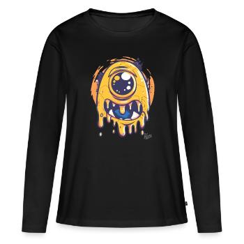 Cyclope borgne drôle : monstre mignon - T-shirt manches longues Premium bio Femme - noir - Devant - Julia (174cm)