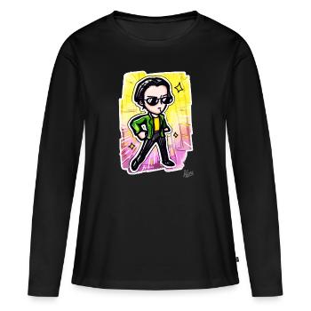 Der coole Typ aus dem Matrix-Film - Frauen Premium Bio Langarmshirt - Schwarz - Vorne - Julia (174cm)