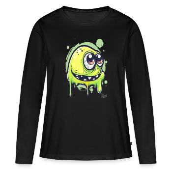 Drôle de monstre visqueux - T-shirt manches longues Premium bio Femme - noir - Devant - Julia (174cm)