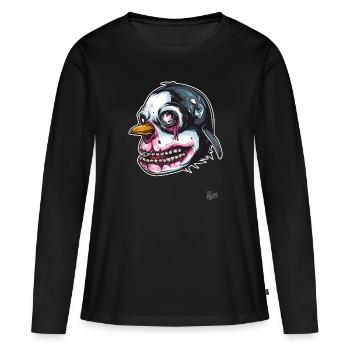 Crâne de zombie mutant pingouin crâne - T-shirt manches longues Premium bio Femme - noir - Devant - Julia (174cm)