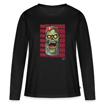 Monster Zombie Getränke Dose - Frauen Premium Bio Langarmshirt - Schwarz - Vorne - Julia (174cm)