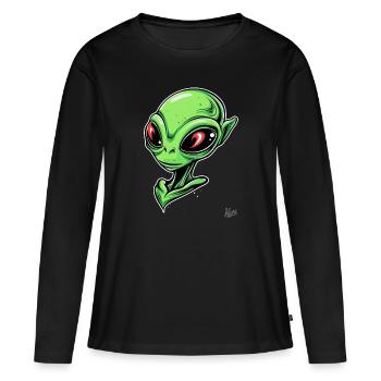 Super Chic Alien - T-shirt manches longues Premium bio Femme - noir - Devant - Julia (174cm)