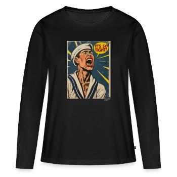 Retro Vintage Cartoon Seemann: Es ist so eng! - Frauen Premium Bio Langarmshirt - Schwarz - Vorne - Julia (174cm)