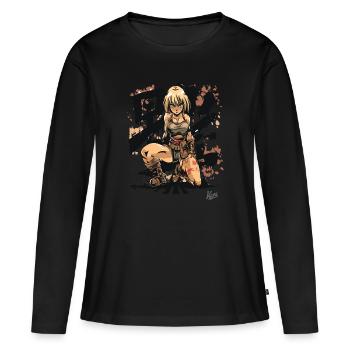 Combattante barbare et vierge à l’épée - T-shirt manches longues Premium bio Femme - noir - Devant - Julia (174cm)