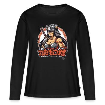 Une reine guerrière viking barbare japonaise - T-shirt manches longues Premium bio Femme - noir - Devant - Julia (174cm)