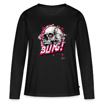 Diamants Rubis Bling Crâne - T-shirt manches longues Premium bio Femme - noir - Devant - Julia (174cm)