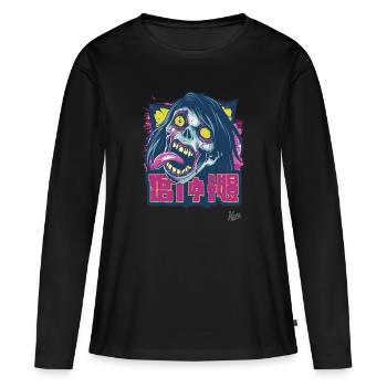 Michael le zombie d’horreur - T-shirt manches longues Premium bio Femme - noir - Devant - Julia (174cm)