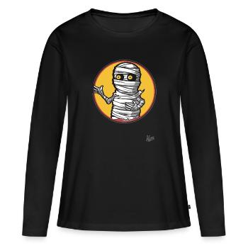 Drôle de toilettes, papier toilette, momie - T-shirt manches longues Premium bio Femme - noir - Devant - Julia (174cm)