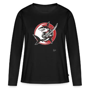 Samurai Katana Shark - Women's Premium Organic Long Sleeve Shirt - black - Front - Julia (174cm)