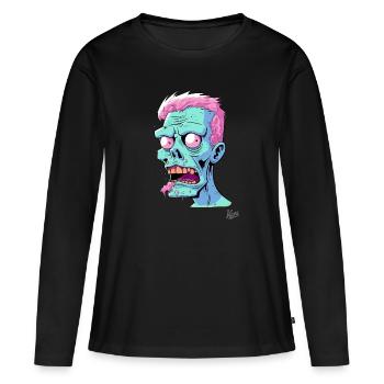 Crazy funny cartoon zombie guy - Women's Premium Organic Long Sleeve Shirt - black - Front - Julia (174cm)
