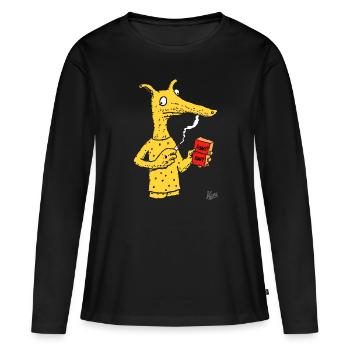 Créature fourmilier avec une brique - T-shirt manches longues Premium bio Femme - noir - Devant - Julia (174cm)