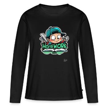 Écolier - Les devoirs sont stupides - T-shirt manches longues Premium bio Femme - noir - Devant - Julia (174cm)