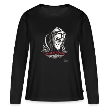 Casques médiévaux des Templiers - T-shirt manches longues Premium bio Femme - noir - Devant - Julia (174cm)