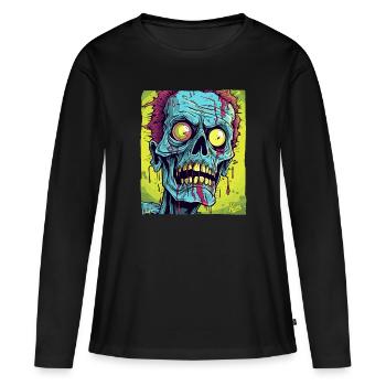 Le monstre de crâne de zombie le plus cool - T-shirt manches longues Premium bio Femme - noir - Devant - Julia (174cm)