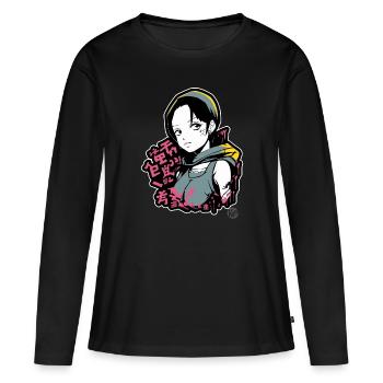 Fille alternative super cool et décontractée - T-shirt manches longues Premium bio Femme - noir - Devant - Julia (174cm)