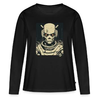 Super Humanoider Totenkopf Schädel Androide Mecha - Frauen Premium Bio Langarmshirt - Schwarz - Vorne - Julia (174cm)