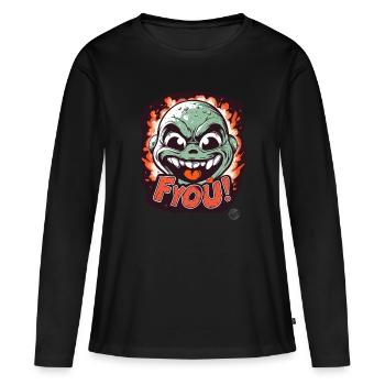 Te faire avec amour et cœur - T-shirt manches longues Premium bio Femme - noir - Devant - Julia (174cm)