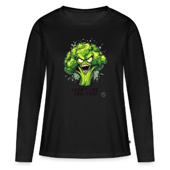 Personne n’aime le brocoli - T-shirt manches longues Premium bio Femme - noir - Devant - Julia (174cm)