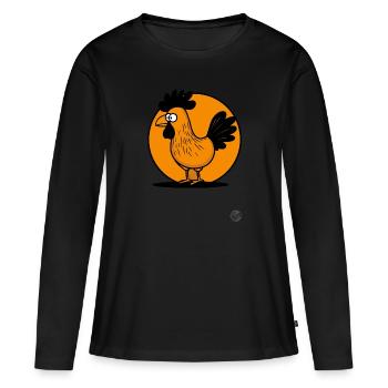 Hahn auf der Hühnerfarm - Landleben - Frauen Premium Bio Langarmshirt - Schwarz - Vorne - Julia (174cm)