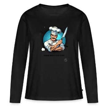 Cuisiner avec le chef-chef - T-shirt manches longues Premium bio Femme - noir - Devant - Julia (174cm)