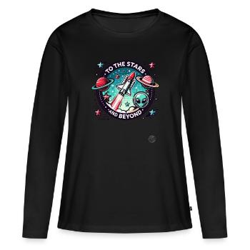 Vers les étoiles et au-delà - Espace - T-shirt manches longues Premium bio Femme - noir - Devant - Julia (174cm)