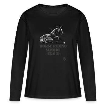 Manège « Ride or Die », un motif équestre - T-shirt manches longues Premium bio Femme - noir - Devant - Julia (174cm)