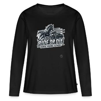 École d’équitation Ride or Die pour chevaux et cavaliers - T-shirt manches longues Premium bio Femme - noir - Devant - Julia (174cm)