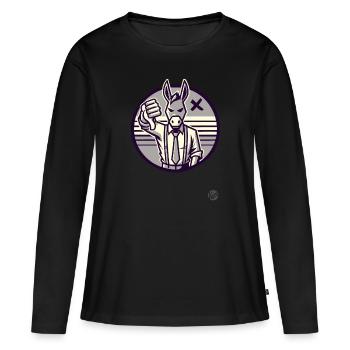 Pouces vers le bas de l’âne refusant - T-shirt manches longues Premium bio Femme - noir - Devant - Julia (174cm)