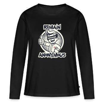 Pouces vers le haut pour l’anonymat Rétro Dessin animé Garçon - T-shirt manches longues Premium bio Femme - noir - Devant - Julia (174cm)