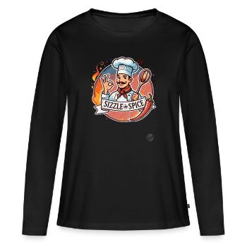 Grésillement et épices, Pepperoni épicé Cook - T-shirt manches longues Premium bio Femme - noir - Devant - Julia (174cm)