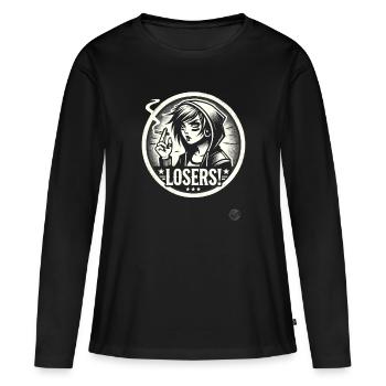 Edgy Alternative Goth Punk Girl : Losers - T-shirt manches longues Premium bio Femme - noir - Devant - Julia (174cm)
