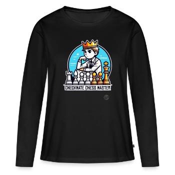 Garçon échec et mat avec maître de la couronne aux échecs - T-shirt manches longues Premium bio Femme - noir - Devant - Julia (174cm)