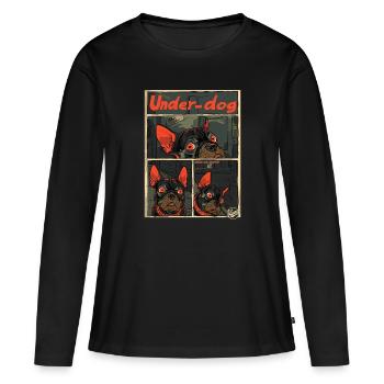 Le bouledogue français outsider - T-shirt manches longues Premium bio Femme - noir - Devant - Julia (174cm)