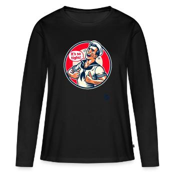 Retro Vintage Matrose weint: Es ist so Eng - Frauen Premium Bio Langarmshirt - Schwarz - Vorne - Julia (174cm)